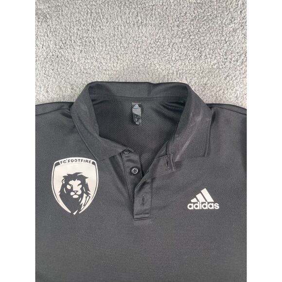 Adidas Shirt Mens Medium Black Soccer Polo FC Footfire Lubbock TX Short Sleeve - Picture 2 of 11